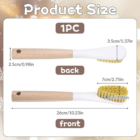 Wood Laundry Stain Brush with Soft Bristle, Stain Remover Brushes with Long Handle for Cleaning Shoes Clothes Fabric, Protable Laundry Scrub Brush for Stains on Clothes(Natural)