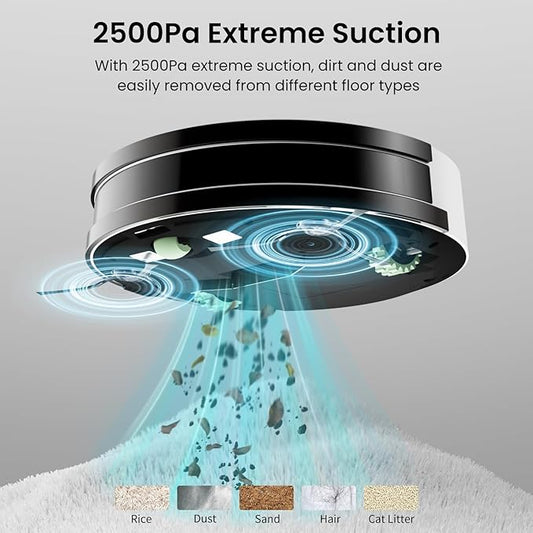 OKP Robot Vacuum Cleaner K5B, Super Thin, Powerful Suction, Cleaning Schedules, Self-Charging, Robotic Vacuums with Wi-Fi/App/Alexa Control, Ideal for Pet Hair Carpets Hard Floors