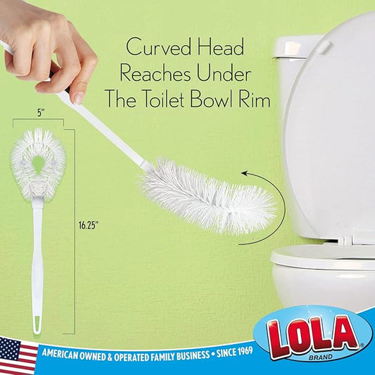 LOLA Toilet Bowl Brush w/Curved Head, 36 Pack, Coated Wire, Durable Poly Bristles, Reaches Under Toilet Bowl Rim