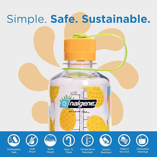 Nalgene Sustain Tritan BPA-Free Water Bottle Made with Material Derived from 50% Plastic Waste (using ISCC certified mass balance), 16 OZ, Narrow Mouth, Pineapple