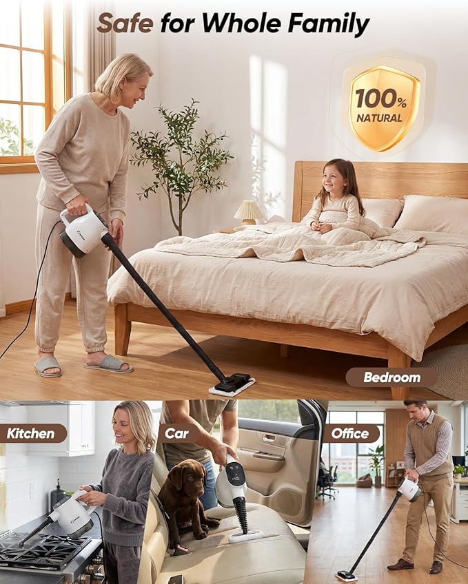 Saker EverSteam Instant-Heat Steam Cleaner for Home,15s Heat-up Handheld Steam Cleaner with Mop Attachment, Lightweight Portable Continuous Refill Steamer for Deep Cleaning of Floor, Car and Kitchen