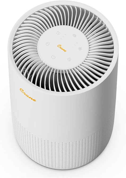 Crane True HEPA Air Purifiers for Home, Up To 300 Sq Ft, Air Purifiers For Bedroom, and Office, Removes Dust, Smoke, Pet Dander, and Allergens, Purifier HEPA with Sleep Timer, Child Lock, Aroma Tray