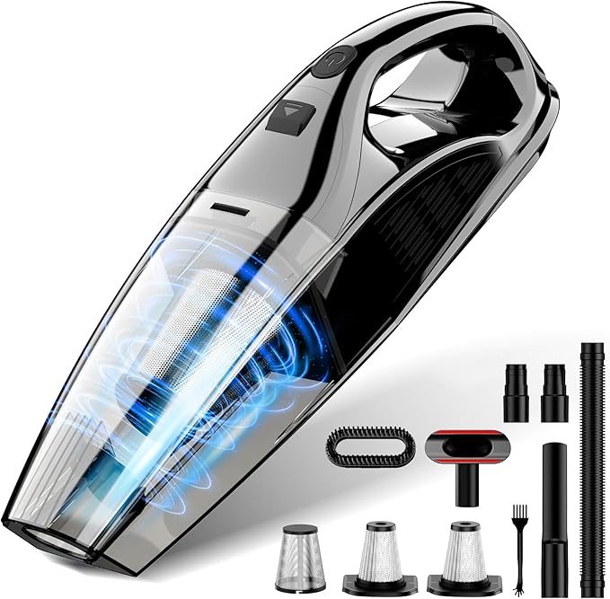 Handheld Vacuum Cordless Rechargeable Portable Car Vacuum, 7500Pa Powerful Suction Mini Hand Held Vacuum, 670ML Cup Lightweight Small Vacuum Cleaner for Car/Office/Home, Pet Hair