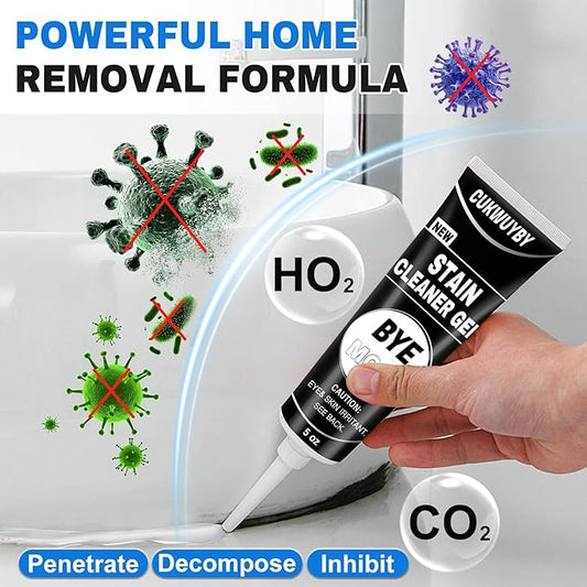 10 Oz Black Stain Cleaner Gel Home Cleaner for Washing Machine Seal Shower Bathroom Grout Sinks Caulk Cleaner Stain Heavy Duty Gel with Brush (2 Pack 5 Oz)