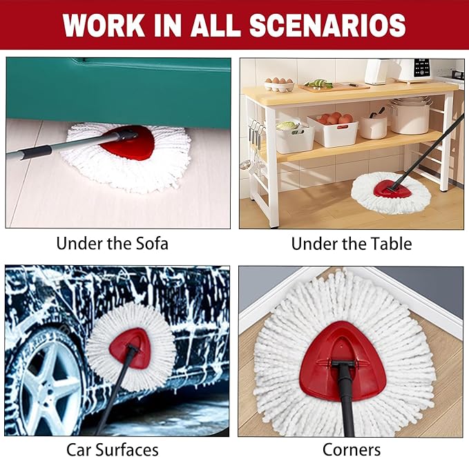 6Pack Spin Mop Replacement Heads, Mop Replace Head Compatible Ocedar Easywring 1-Tank, Microfiber Refills, Mop Head Replacement for Hardwood Floor Cleaning, Machine Washable and Easy to Replace
