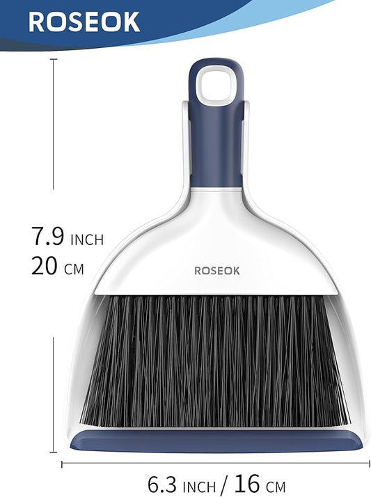 Mini Broom and Dustpan Set for Cleaning, Compact Desktop Dustpan with Brush for Kitchen Counter, Office, Car, Navy Blue, 1 Pack