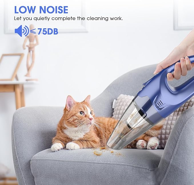 Handheld Vacuum Cordless Rechargeable – 6000Pa Mini Hand Held Vacuum, LED Light, 20–25 Mins Runtime, USB Charging, 500ML Cup – Lightweight Small Vacuum Cleaner Cordless for Car/Office/Home