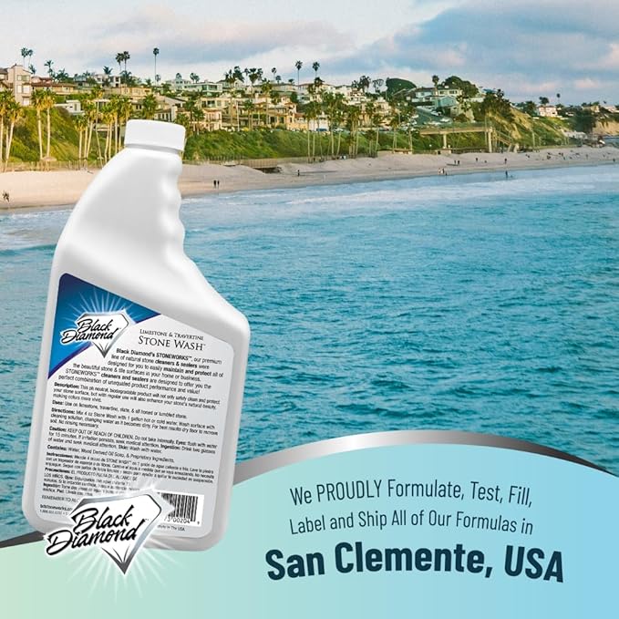 Black Diamond Stoneworks Limestone and Travertine Floor Cleaner: Natural Stone, Marble, Slate, Polished Concrete, honed or tumbled surfaces. Concentrated Ph. Neutral. (1-Quart)
