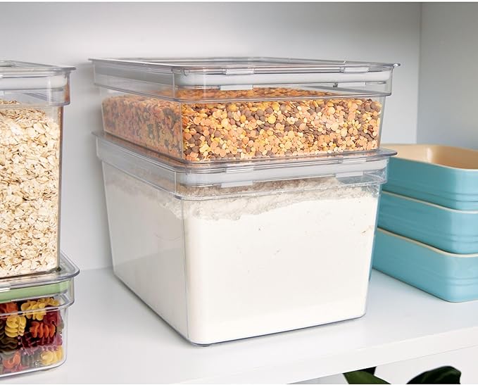 iDesign Large Tall Dry Goods Storage Bin, The Fresh Collection – 7.85” L x 10.85” H x 6” W, Clear Bin