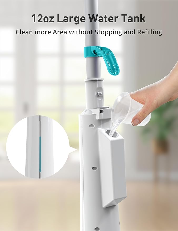 Professional Steam Mop Cleaner, 1300W Floor Steamer with Detergent Chamber, 25S Heat Up, Lightweight Steamer for Cleaning with 2 Washable Pads, Safe for Tiles, Upholstery, Carpet, Hardwood, Teal