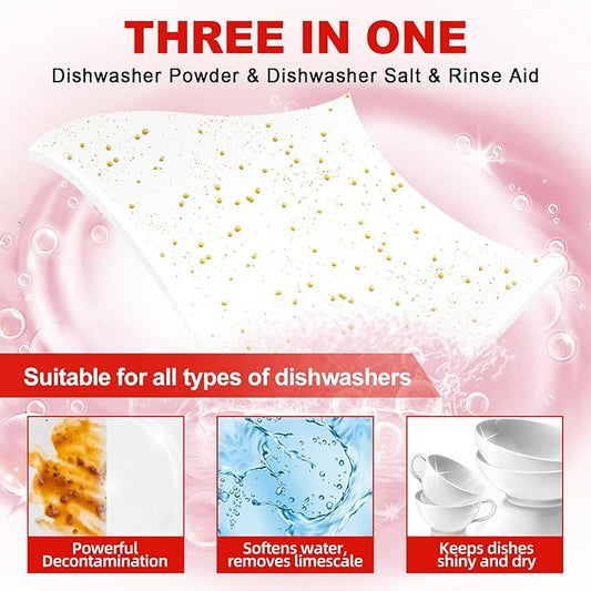 Eco Dishwasher Detergent Sheets Up To 160 Loads, Grapefruit Scent Plastic Free Dishwashing Soap Strips With High Efficient Solid Enzyme, Leaving Dishes Sparkling Clean