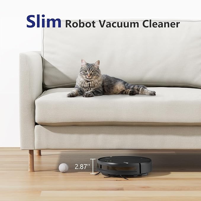 Robot Vacuum and Mop Combo, Vaccum Robot 2 in 1 with WiFi/App/Voice, Schedule, Water Tank and Dustbin, Self-Charging, Slim, Ideal for Hard Floor, Pet Hair, Carpet