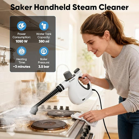 Saker Handheld Steam Cleaner New,Portable Steam Cleaner for Home,1050W Steam Cleaner,4 Fiber Cloths for Quick Heating & Deep Cleaning of Floors, Cars, and Kitchen