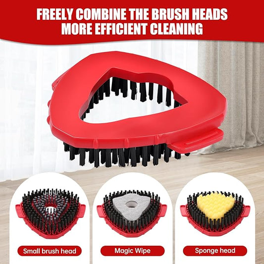 2 Pcs Spin Mop Replacements Scrub Brush and 1 Mop Base with 6 Pcs Scouring Pad Compatible with Cedar EasyWring 1 Tank System,Including 6Pcs Scouring Pad + 12Pcs Heavy Duty Scrub Sponge