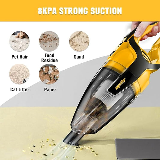 Mellif Cordless Vacuum Cleaner Compatible with Dewalt 20V Max Battery(Tool Only), 120W Handheld Car Vacuum, 8000PA Portable Electric Power Stick Vacuum for Hardwood Floor Carpet Pet Hair Cleaning