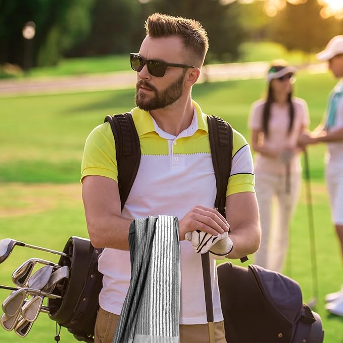 Buryeah Golf Towel 22 x 44 Inch Cotton Golf Caddy Towel Camping Large for Caddies Golfers Tour Players Club with Stripe