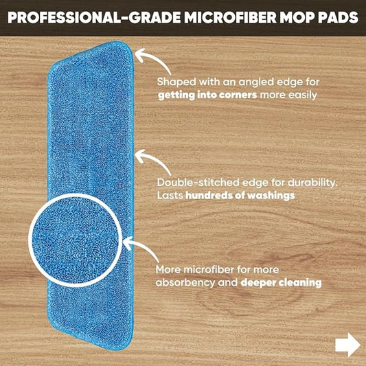 3-Pack Cinch Mop Replacement Heads, Microfiber Mops for Floor Cleaning - Wall Mop with Reusable Washable Pads, Compatible with Cinch Mop - Microfiber Wholesale