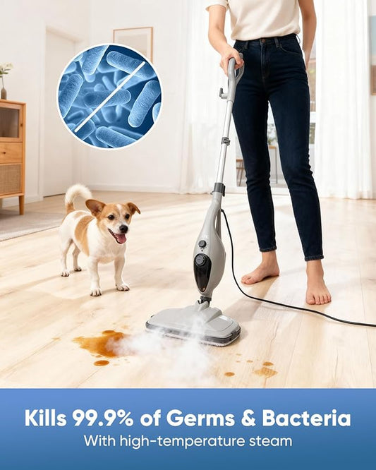 CYK Steam Mops for Floor Cleaning, 12 in 1 Handheld Steam Cleaner for Home, Floor Steamer for Hardwood Floors and Tile(Grey-grey)