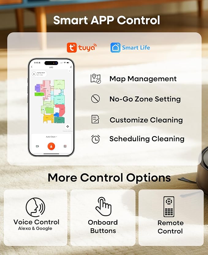 Robot Vacuum and Mop Combo with Self-Emptying, Robotic Vacuum Cleaner 7000Pa & LiDAR Navigation, 180 Mins,90 Days Capacity, Home Mapping, for Pet Hair/Hard Floors/Carpets, App/Alexa Control