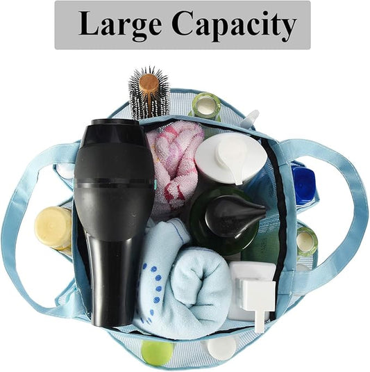 Haundry Mesh Shower Caddy Tote, Large Shower Caddy Bag for College Dorm Room Essentials, Bathroom Organizer with 8 Pockets for Beach Swimming Camp Gym