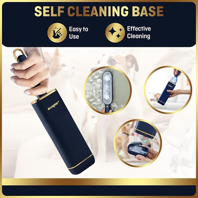 Lint Brush, Lint Remover, and Pet Hair Remover for Laundry, Clothes, Couches, Car Seats, Furniture and Fabric. Reusable Dog and Cat Fur Wizard Hair Removal Brush. ALLISTAR (Midnight Blue)