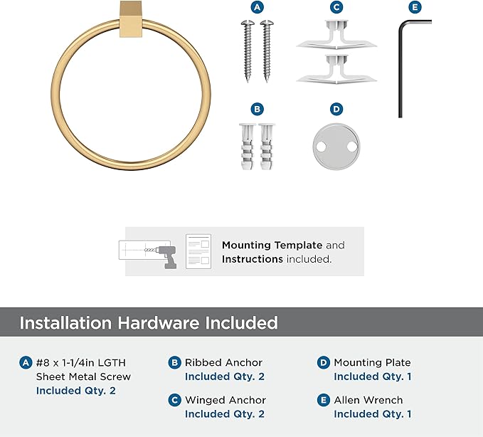 Amerock BH36082 Monument 6-1/2" Wall Mounted Towel Ring - Champagne Bronze