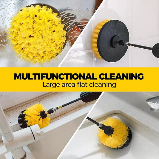 Holikme 6Pack Drill Brush Power Scrubber Cleaning Brush Extended Long Attachment Set All Purpose Drill Scrub Brushes Kit for Grout, Floor, Tub, Shower, Tile, Bathroom,Scrub Brush Blue