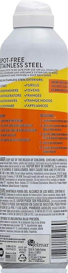 CLR Spot Free Stainless Steel Cleaner - Removes Water Marks, Fingerprints and Residue from Refrigerators, Dishwashers, Ovens and More, Streak Free Shine - 12 Ounce Spray Can (12 oz Spray (Pack of 3))