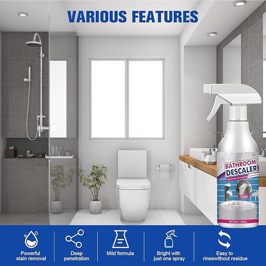 Bathroom Descaler Foam Cleaner,Bubble Cleaner Foam,Bathroom Glass Descaler,All Purpose Rinse Cleaning Foams Spray For Bathtub,Toilet,Glass,Faucet(2PCS)