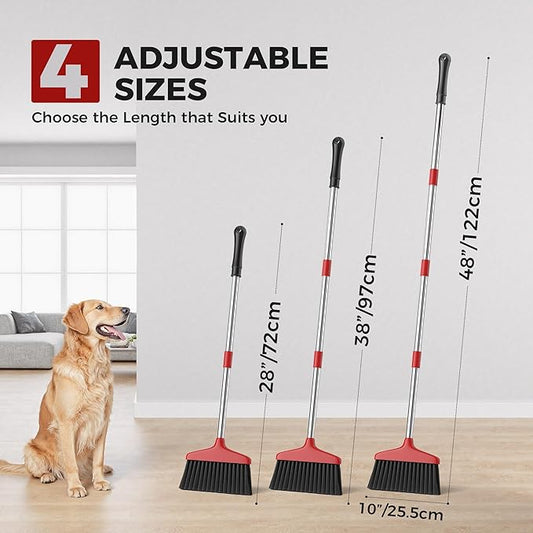 Handy Broom, Indoor/Outdoor Brooms, Duty Kitchen Broom, for Home Garage Kitchen Office Courtyard Lobby Patio Lawn Concrete (2, Red)