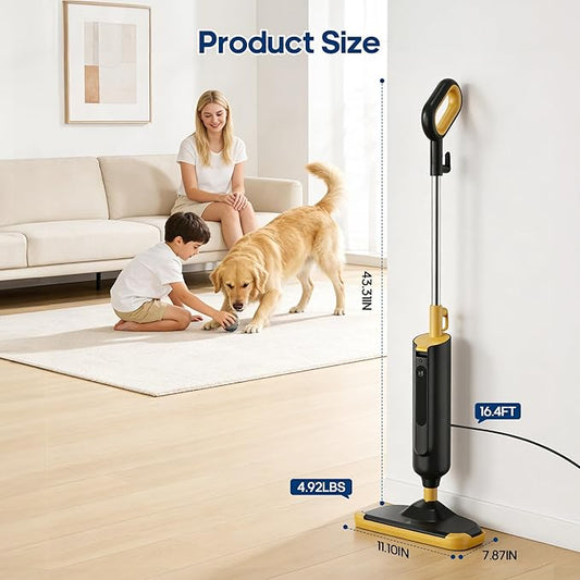 NEWBULIG Steam Mop for Hardwood/Tile/Carpet, Lightweight Steamer Cleaner for Floor Cleaning, 16.4 FT Cord and 2 Washable Pads