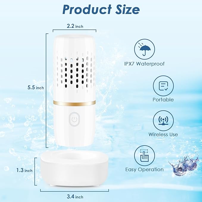 Cudinham Fruit and Vegetable Purifier Cleaner Washing Machine Capsule Shape Disinfection OH-ion Purification Technology for Cleaning Grains Rice Meat Seafood, White