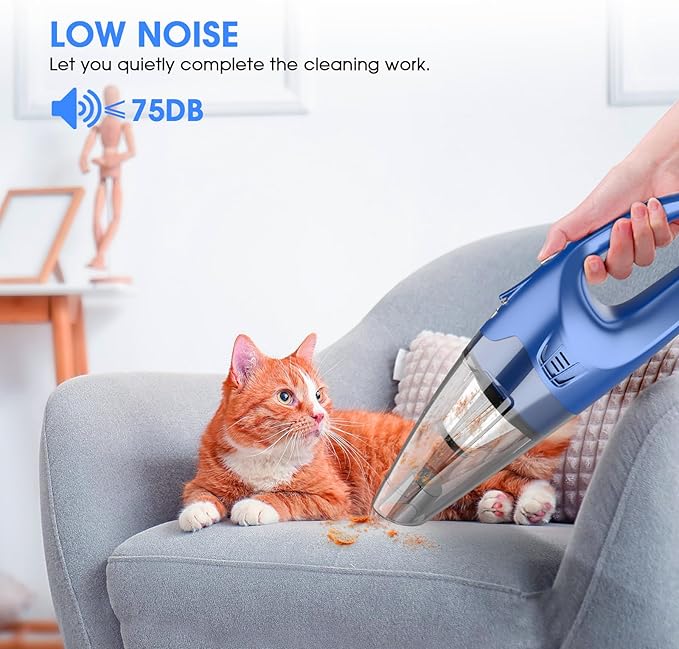 Handheld Vacuum Cordless Rechargeable – 6000Pa Mini Hand Held Vacuum, LED Light, 20–25 Mins Runtime, USB Charging, 500ML Cup – Lightweight Small Vacuum Cleaner Cordless for Car/Office/Home