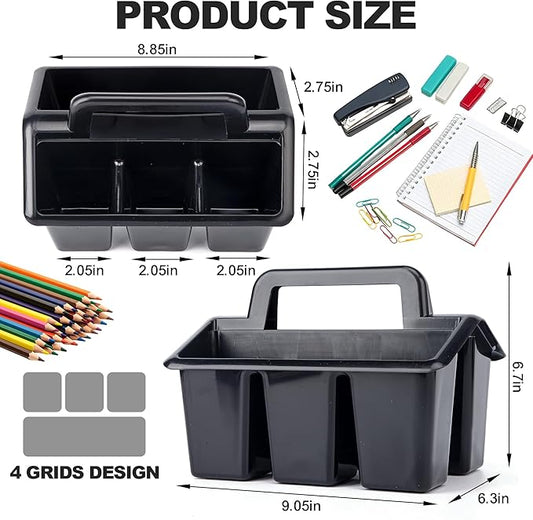 6 Pack Plastic Classroom Caddy For School,Kidsroom,Pencil Holder,Portable Art Craft Caddy Organizer With Handle,Cleaning Caddy Organization For Shower Room(Black