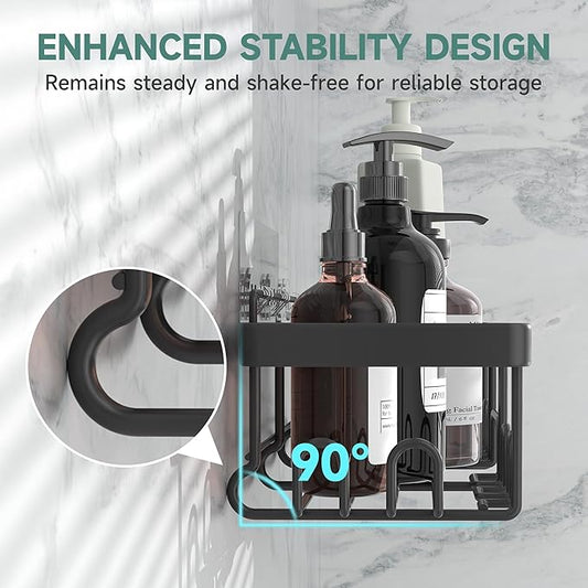 Veken 5-Pack Rustproof & Waterproof Shower Caddy 5-Pack, No Drilling Adhesive Corner Shower Shelves, Rack For Inside Shower, Large Bathroom Organizer Storage Accessories, Ideal for Home&Kitchen, Black