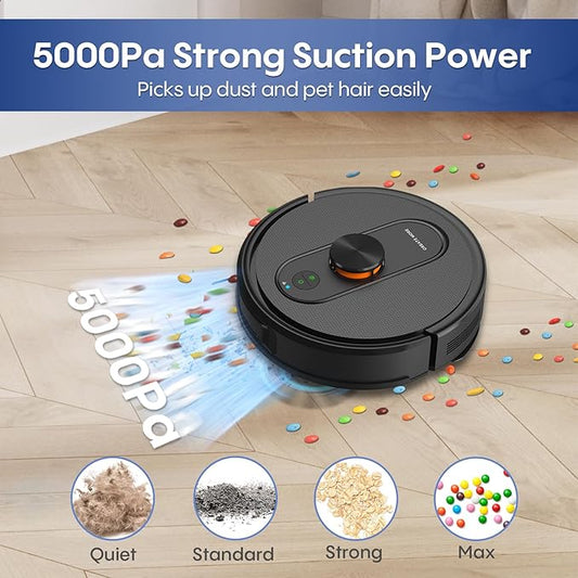Robot Vacuum and Mop with LiDAR Navigation, 5000Pa Robot Vacuum Cleaner with Self-Emptying, 90-Day Hands-Free,Mapping, Wi-Fi/App/Alexa Control, Ideal for Pet, Hard Floors, Carpet