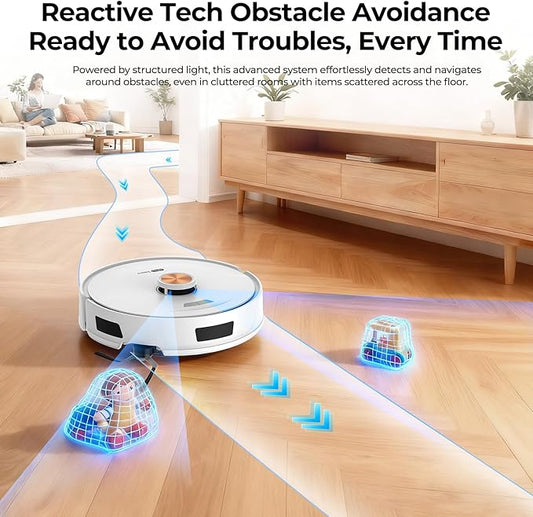 Robot Vacuum and Mop Combo, 10Kpa Robotic Vacuum Cleaner, 150 Min Max, Customized Cleaning, Multi-Floor Mapping, WiFi/Alexa/APP, Ideal for Hard Floors, Carpets & Pet Hair, Self-Charge (3621)