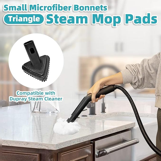 LOVECO Small Microfiber Bonnets (Triangle) Compatible with Dupray Steam Cleaner, McCulloch, awasky, etc, Reusable Washable Steam Cleaner Accessories for Multi-Surface, Universal Soft Microfiber Cloths
