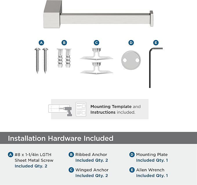 Amerock BH36081G10 | Brushed Nickel Single Post Toilet Paper Holder | 5-7/8 in. (149 mm) Length Toilet Tissue Holder | Monument | Bath Tissue Holder | Bathroom Hardware | Bath Accessories
