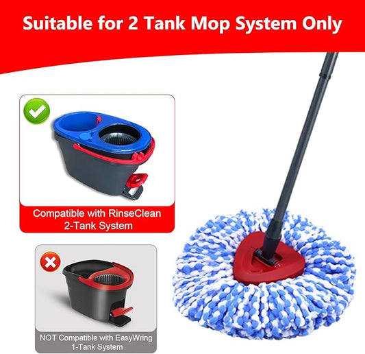Spin Mop Replacement Heads Compatible with O Cedar RinseClean 2 Tank System, 6 Pack Mop Refills Microfiber Mop Replace Heads, Deep Cleaning for All Flooring, Machine Washable and Easy to Install