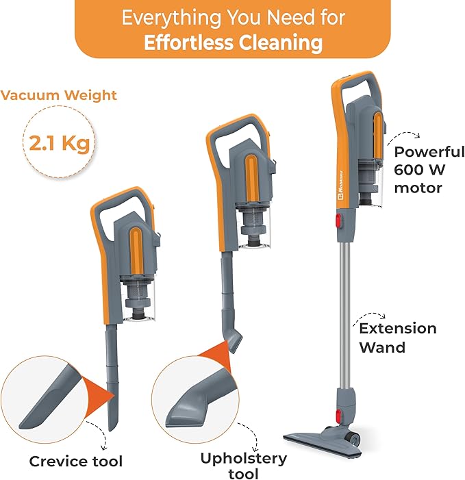 Atlas Stick Vac 3-in-1 Cyclonic Vacuum Cleaner, HEPA Filtration, 600W Motor, 1 L Dust Cup, Long Corded Stick Vacuum, for All Surfaces, SVK-160