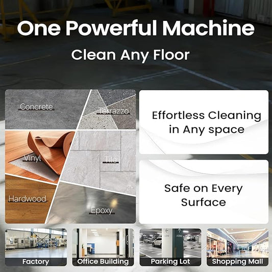 AF2225 Micro Ride-on Commercial Floor Scrubber, 25-Gal, 22" Brush, Up to 55000 ft²/h, Lithium Battery, Fast Charge, Industrial Riding Floor Cleaning Scrubber for Warehouse, Hospital, Garage