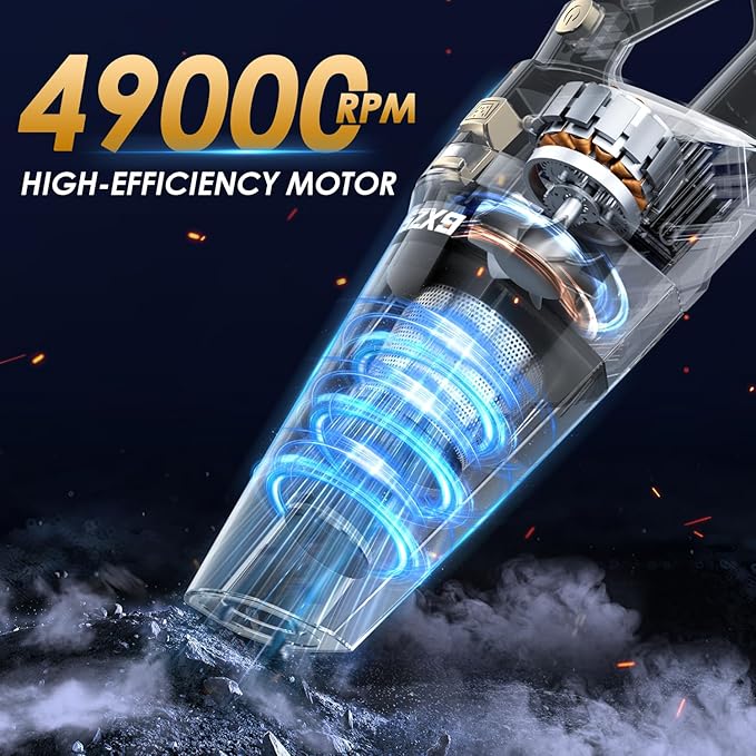 Handheld Vacuum Cordless, 15000PA Strong Suction Hand Held Car Vacuum Cleaner Rechargeable, Portable Hand Vacuum with Multi-Nozzles & Washable Filter for Home Office, Car, Pets