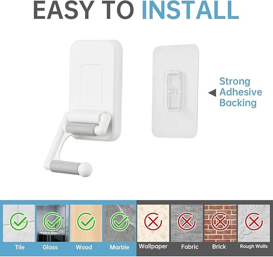 NiHome Multi-Use Wall Mounted Mop Holders 4PCS for Mops, Brooms, Tools, Umbrellas, Kitchen & Bathroom Supplies, Space-Saving Broom Holder with 180° Rotating Design, Self-Adhesive No-Drill Installation