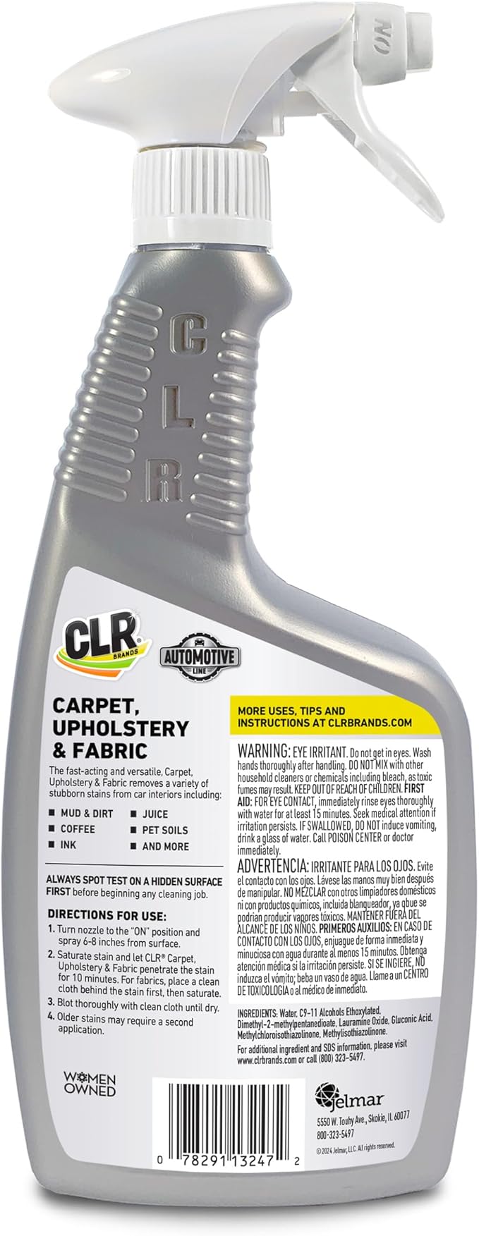 CLR Brands Automotive Carpet, Upholstery & Fabric Cleaner, 22 oz. Spray Bottle, Fast-Acting Stain Remover, Cleans Mud, Coffee, Ink, Blood and More, Automotive Carpet and Upholstery Cleaner