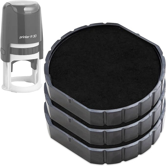 E/R30 Replacement Pad Compatible for 2000 Plus Printer R30 - Water Based - Pack of 3 - Black