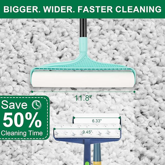 KeFanta Large Lint Rollers for Pet Hair Extra Sticky, 11.8" Wide Giant Lint Roller with 53" Long Handle, Big Pet Hair Sticky Remover for Floor Carpets Couch Clothes (270 Sheets)