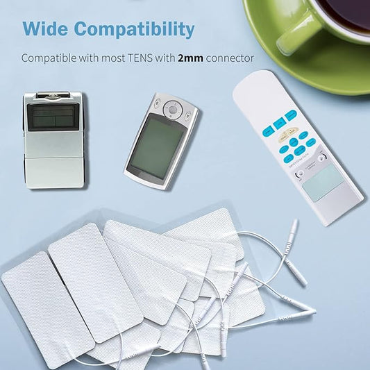 TENS Unit Replacement Pads 10 Pcs 2''x4'' Large Electrode Patches with Upgraded Self-Adhesive and Non-Irritating Design, Reusable 35 Times for Electrotherapy, Compatible with AUVON TENS, TENS 7000