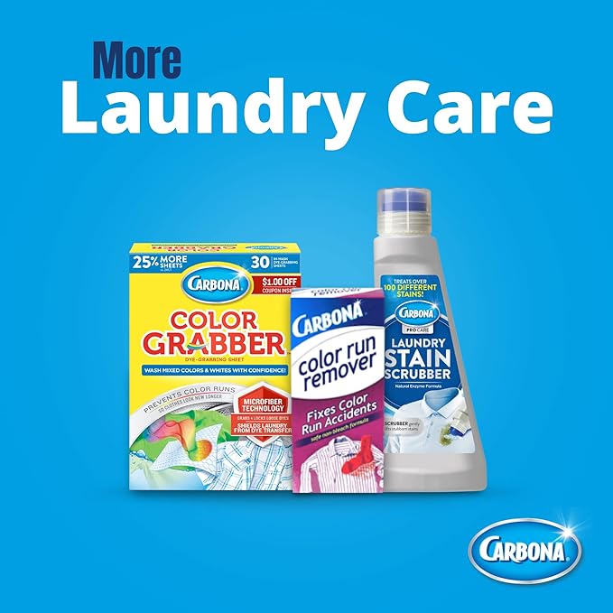 Carbona Laundry Stain Scrubber | Bio-Enzyme Stain Remover | Eliminates Fat, Oil, Blood, Milk, Fruit, Ketchup, Vegetables & Baby Food Stains | Save On Skin & Washable Fabrics | 1 Pack, 8.4 Fl Oz