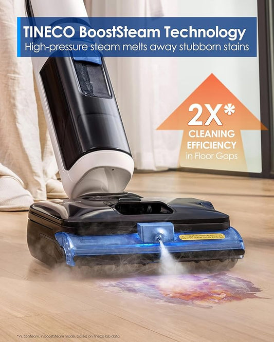 Tineco Floor ONE S6 Stretch Steam Corded Wet Dry Vacuum Steam Mop All-in-One, BoostSteam, 320℉ High-Temp Steam Cleaning, 180° Lay-Flat, Anti-Tangle Design, One-Touch Self-Cleaning